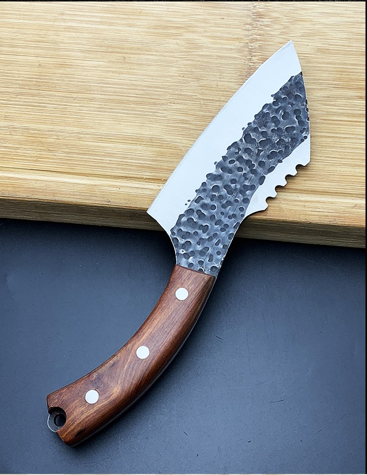 手工锻打鱼刮鱼鳞用刀剔骨刀分割刀多用途卖肉刀割肉刀菜刀多用刀