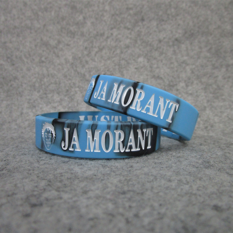 灰熊队12号莫兰特头像加宽款混色熔岩手环 硅胶运动腕带球迷饰品