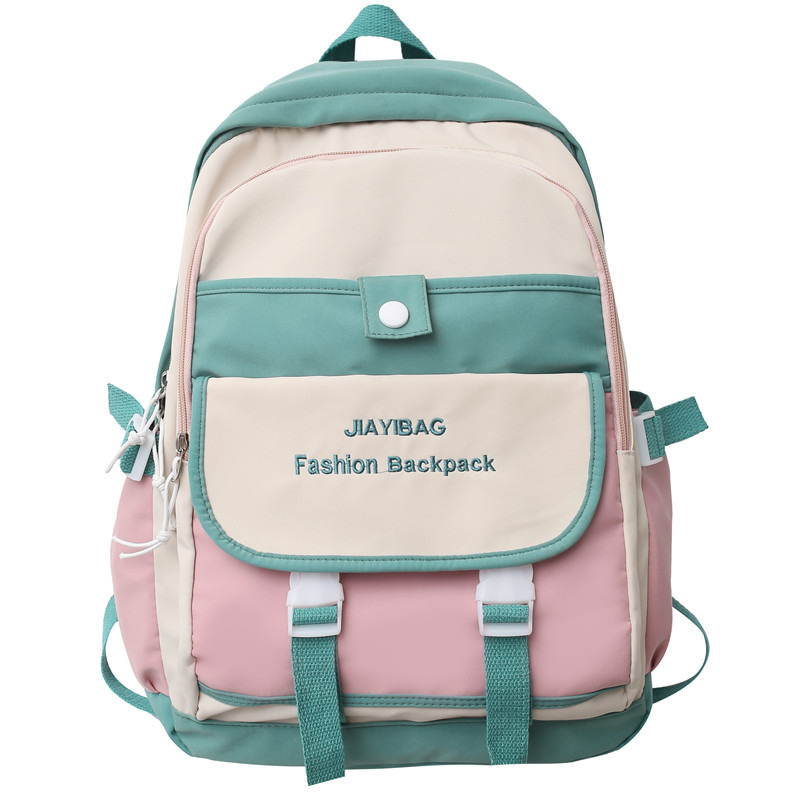 New Japanese Ins Fashion Backpack Female Partysu Backpack Simple Color Matching Student Schoolbag