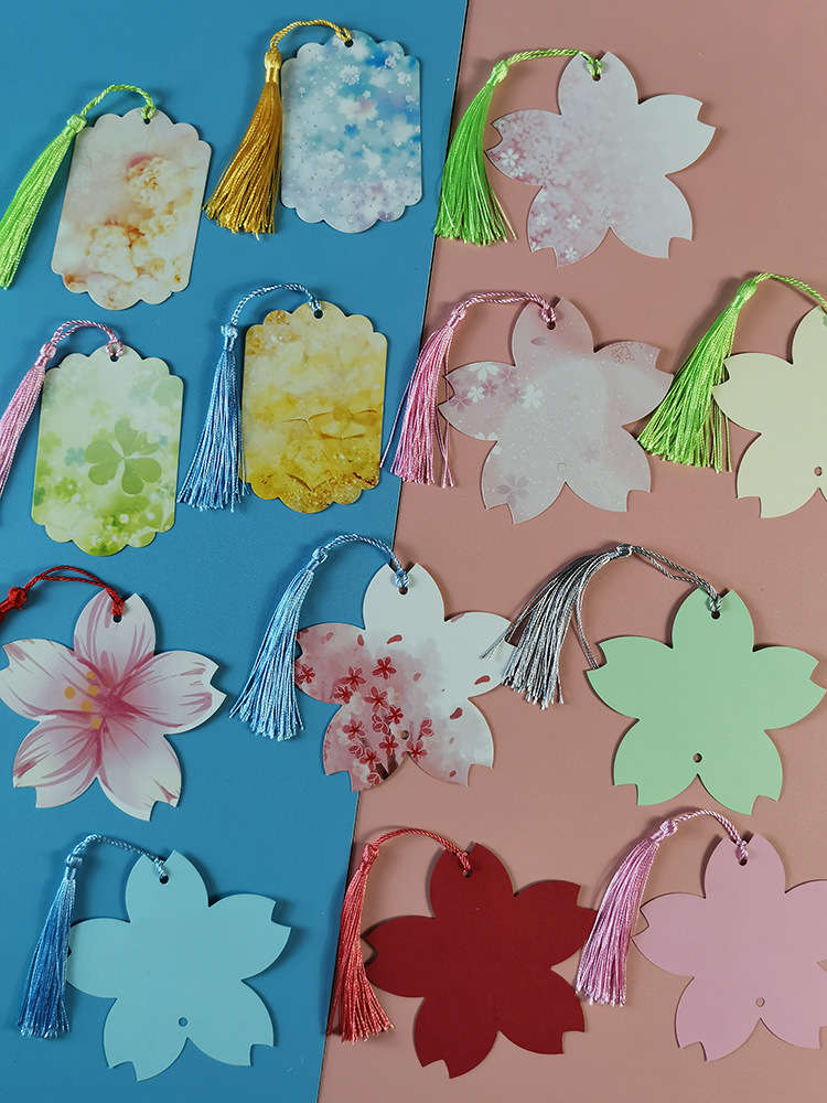 半成品新品文艺手写树叶小学生手工手绘儿童流苏书签制作材料卡纸