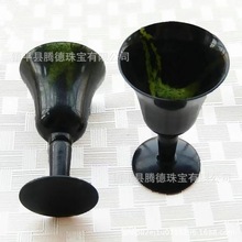 批发墨玉高脚杯强磁墨绿玉酒杯玉石茶具蛇纹石玉石水杯直播代发