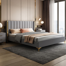 新款床现代简约实木铺板1.5米出租房单人床1.8m主卧软包次卧双人