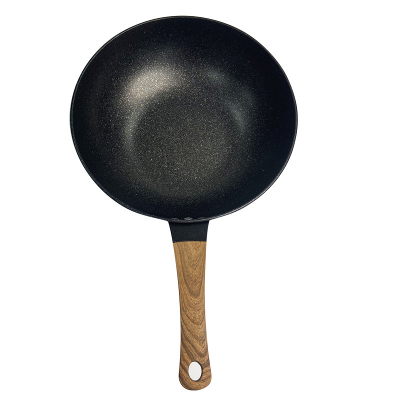 龙滋味麦饭石炒锅家用无烟不粘锅铁锅厂家批发彩盒装礼品锅套装锅