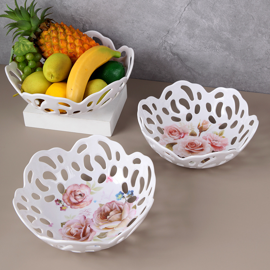 欧式水果盘干果盘家用果篮轻奢塑料创意沥水镂空水果篮零食收纳篮