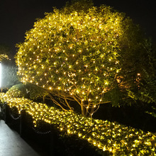 led渔网灯户外挂灯鱼网状格闪满天星灯串小彩灯防水树上节日装饰