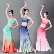 傣族服装新款女表演出服民族舞蹈艺考孔雀舞练功服修身鱼尾裙成人
