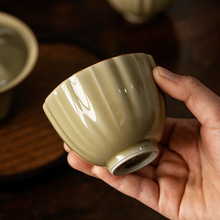 定窑黄茶杯个人专用主人杯男士单杯高端陶瓷品茗杯景德镇品茗茶具