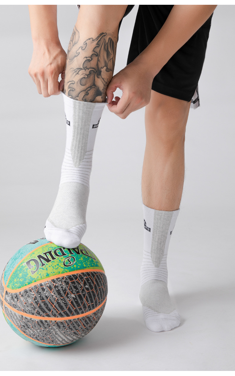 篮球袜男长筒纯棉袜子防臭吸汗秋冬季精英祙跑步减震运动中筒袜子