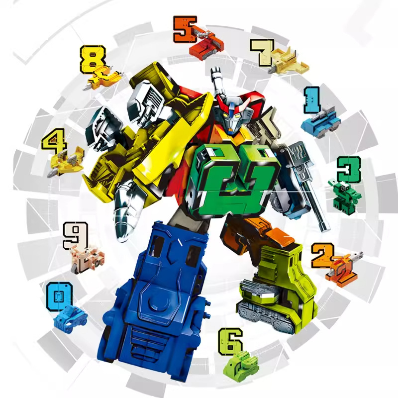 加大版0-9独立变形数字大合体战斗飞机坦克儿童DIY拼装机器人玩具