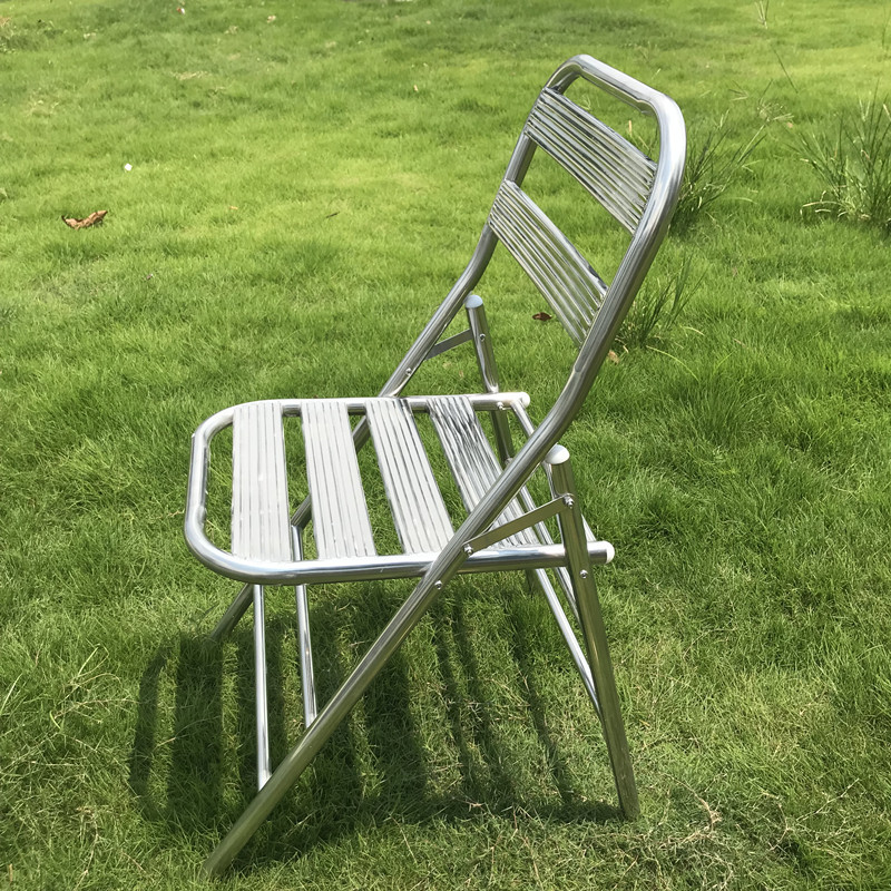 Stainless Steel Folding Chair Stool Thickened Outdoor Conference Backrest Chair Metal Dining Chair Leisure Household Industrial Style