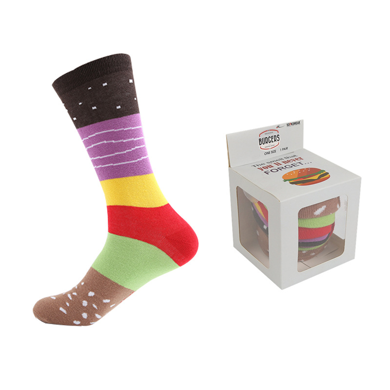 Newmai Burger French Fries Funny Socks Spot Factory Wholesale Cotton Socks European and American Personalized Mid-Calf Boxed Gift Socks