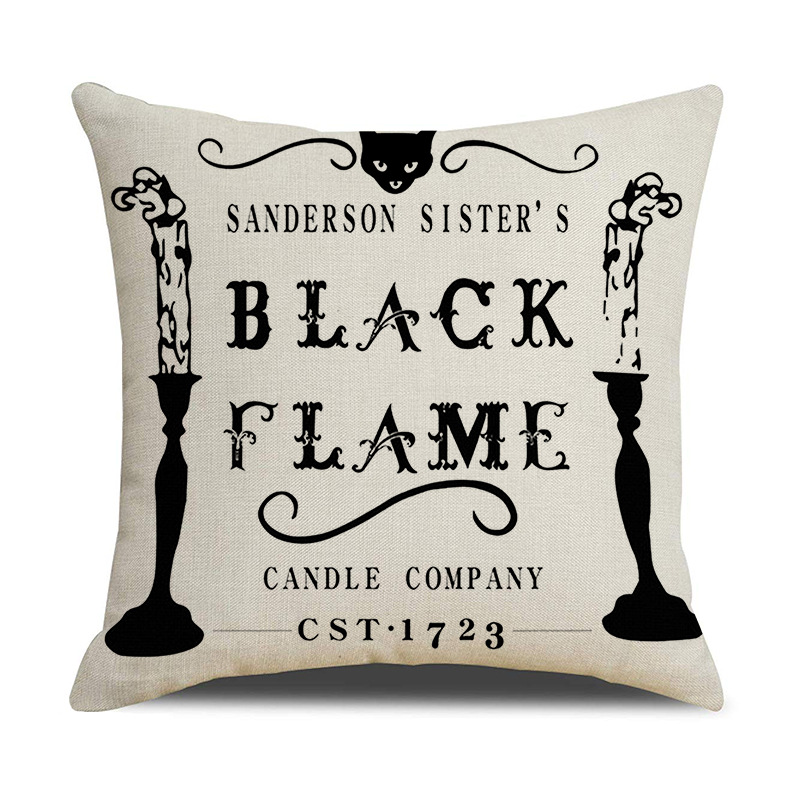 Amazon Cross-Border Linen Black and White Plaid Pumpkin Halloween Pillow Cover Printed Sofa Cushion Cover Sofa Cushion