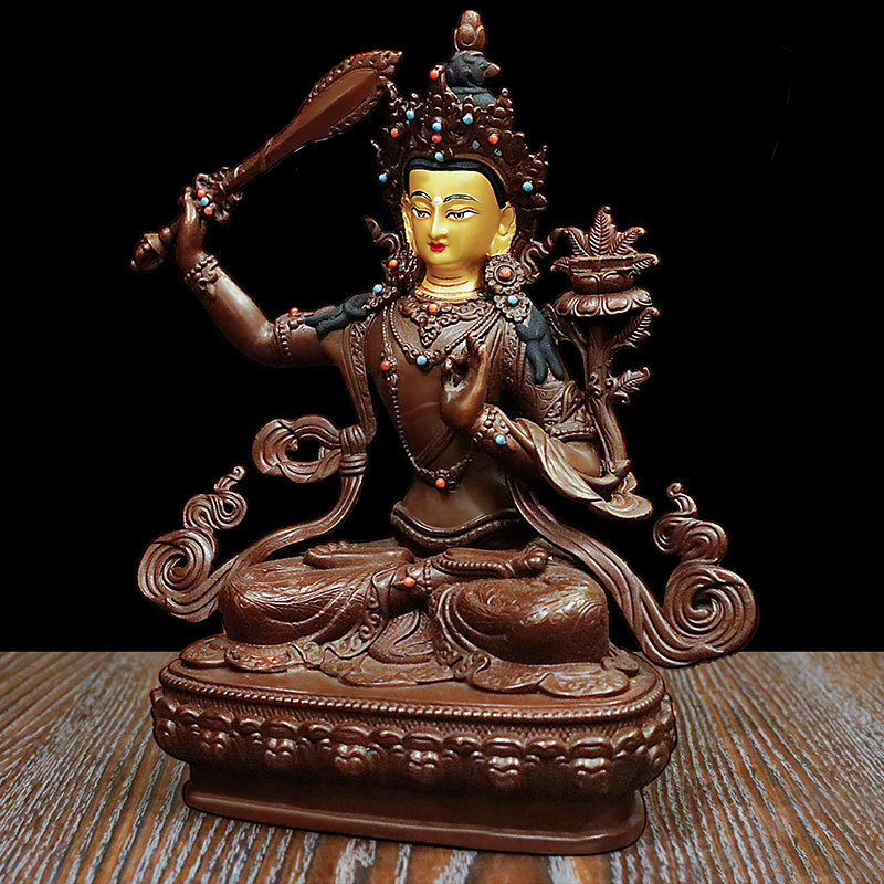 文殊菩萨铜佛像居家室内桌面摆件佛手工藏传密宗佛像摆件-阿里巴巴