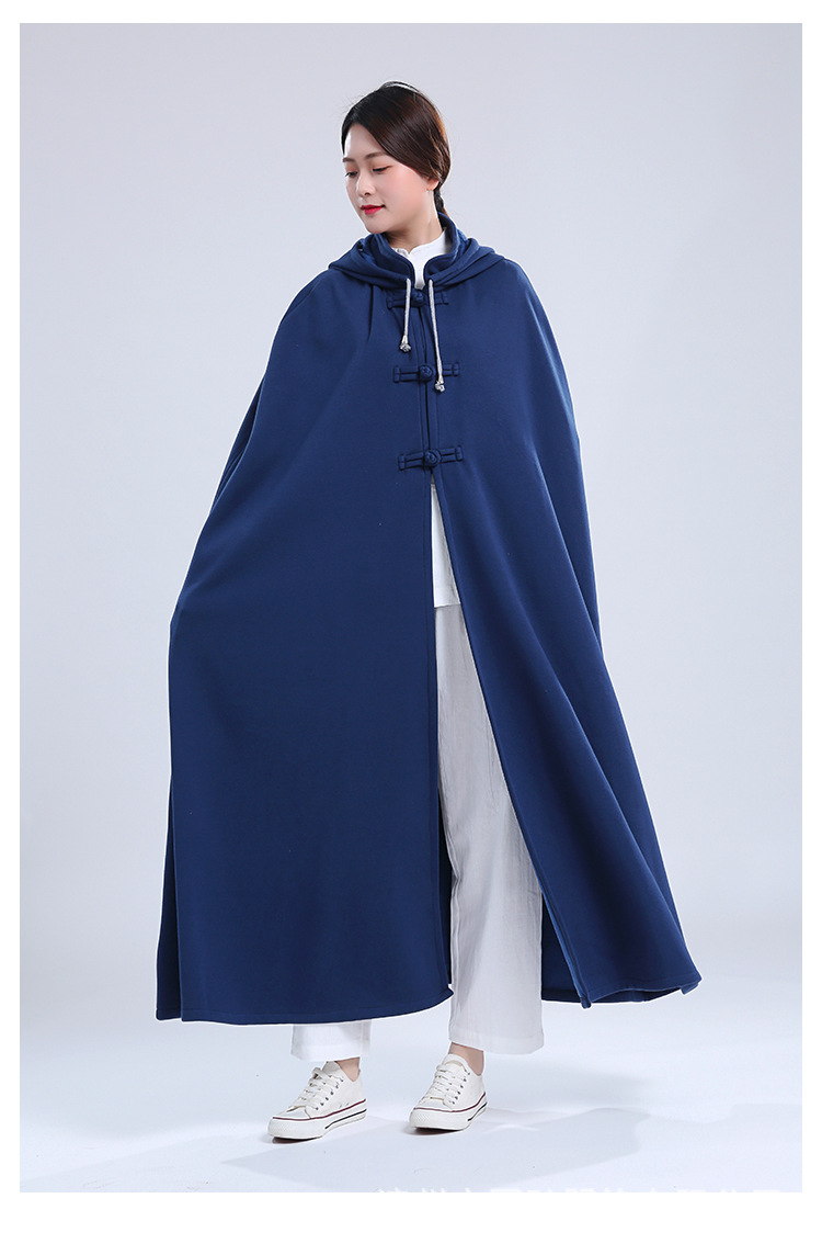 秋冬季精梳棉加绒打坐披风禅修斗篷无袖打坐服居士服僧服复古国风