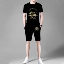 夏季潮流男士休闲套装大码T恤两件套短袖短裤青年运动服中国风男