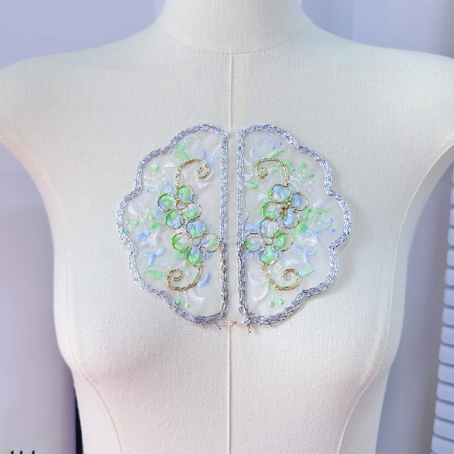 中国风刺绣对开圆形贴布衣服民族风图案绣片中式贴花绣花补丁装饰