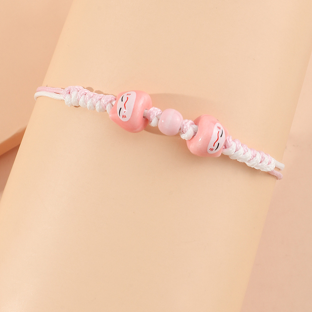 Cross-Border European and American Cute Fashion Girl Heart Pink Purple Doll Bracelet Simple Length Adjustable Female