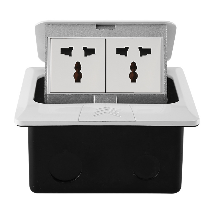 出口白色防水三孔万用电源插座弹起式嵌入英式德标美标地板插座