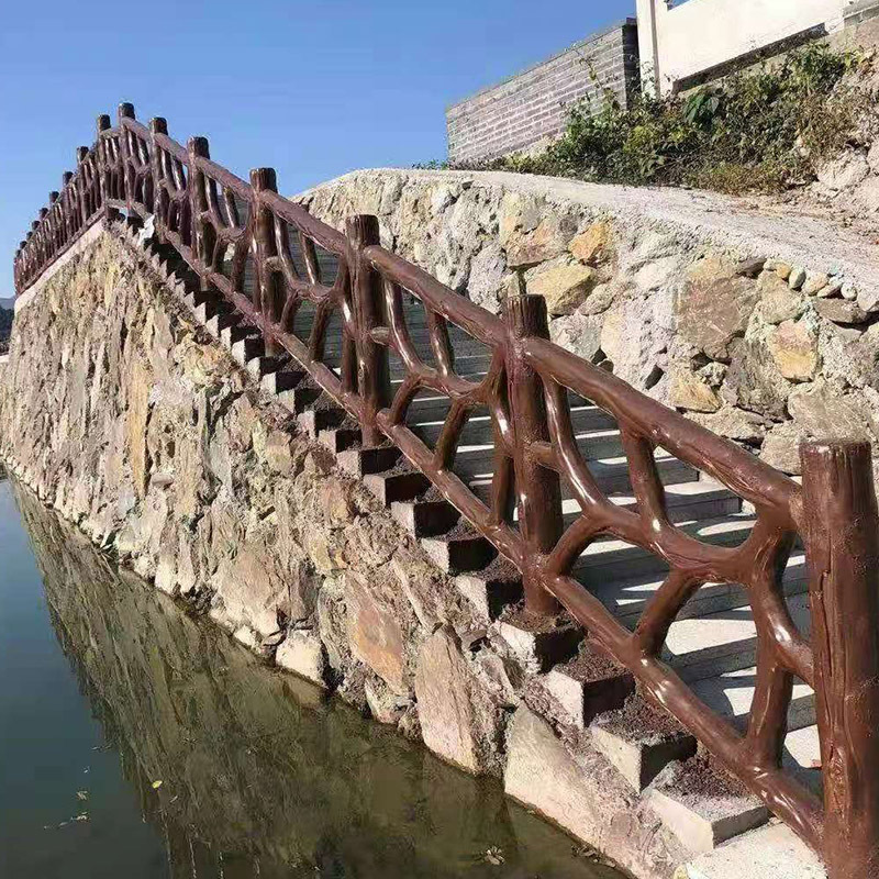 户外围栏阳台河道防护篱笆栏杆栅栏园林仿竹树皮水泥仿木护栏定制