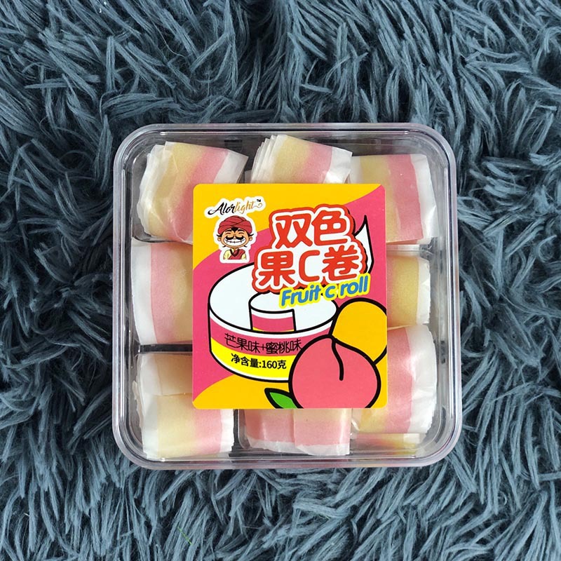 果汁卷双色双味果c卷160g混合口味软糖网红零食卷糖8090怀旧零食