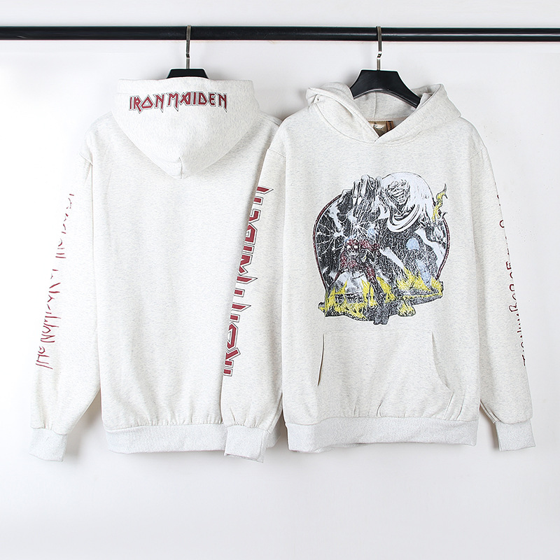 metallica金属乐队james hetfield朋克做旧复古连帽卫衣加绒毛衫