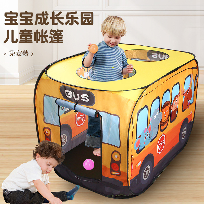 Children's Outdoor Toy Play House Interactive Game House Cartoon Bus Indoor Tent Automatic Pop-up Game Tent