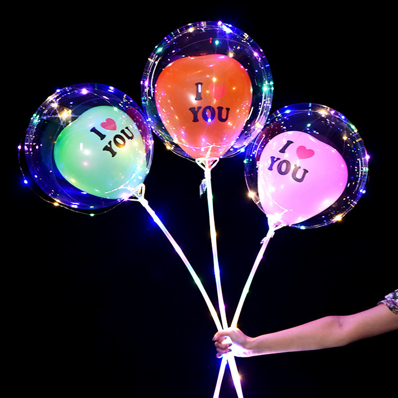Internet Celebrity Bounce Ball Transparent Night Market Stall with Light Luminous Balloon Colorful Light Ball Push Cartoon Children Stall