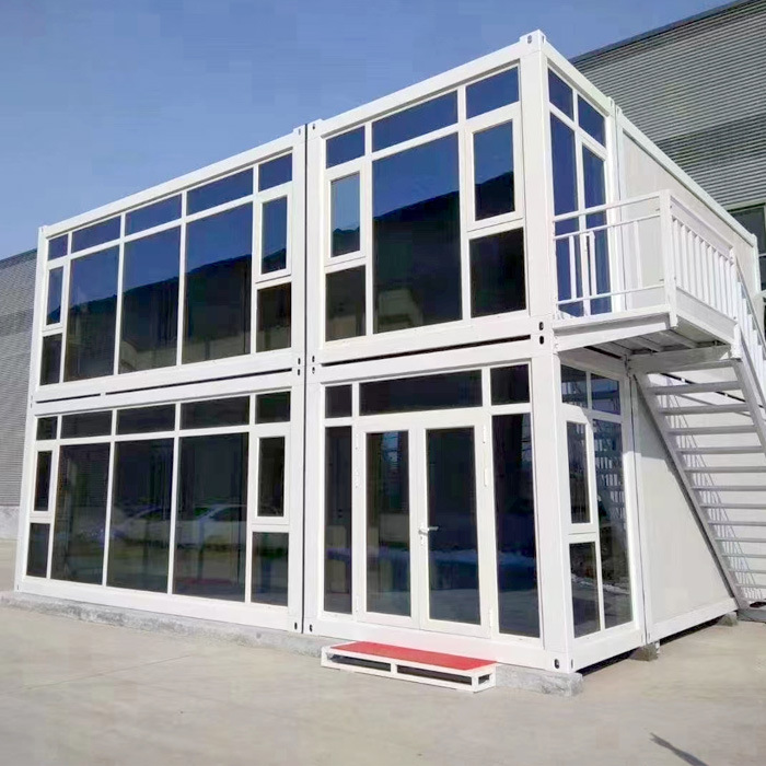 临时活动板房办公室活动快拼箱折叠玻璃幕墙打包箱房集装箱房出口