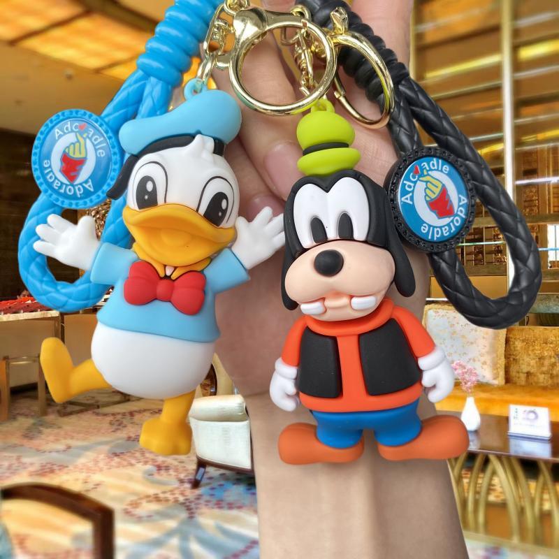 New Mickey Minnie Cartoon Key Button Cute Donald Duck Toy Bag Package Pendant Car Key Chain Small Gift