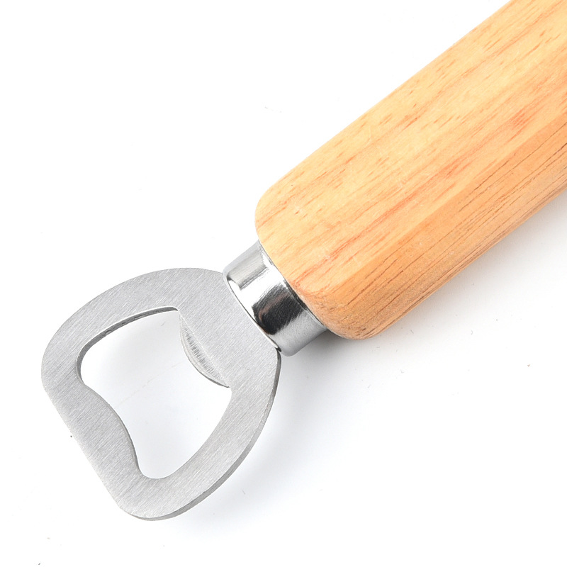 Wooden Handle Beer Bottle Opener Stainless Steel Bottle Opener Beer Bottle Screwdriver Simple Wooden Bottle Opener Log Gift