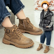 男童马丁靴20冬季加绒加厚儿童短靴英伦风潮流小男孩棉鞋一件批发