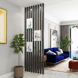 屏风木条隔断实木客厅玄关创意简约现代餐厅北欧立柱免打孔457根