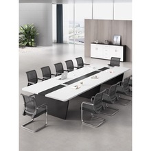 会议室长桌简约现代大小型培训桌条形桌椅子10人会议桌椅组合