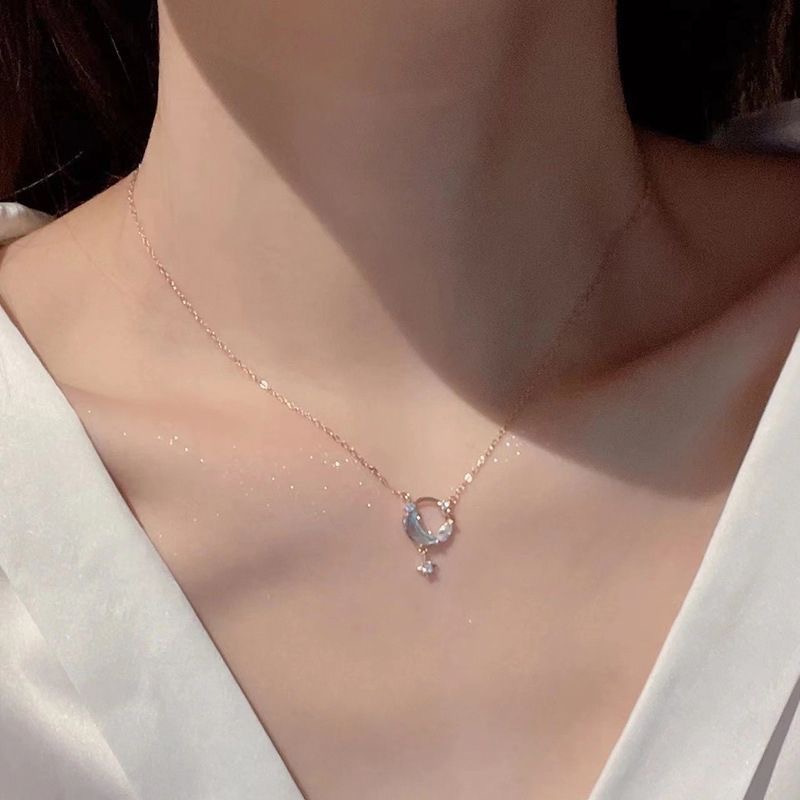 Star Moon Necklace Female Clavicle Chain Light Luxury Minority Design High Sense Ins Girlfriends Gentle Fairy Fashion