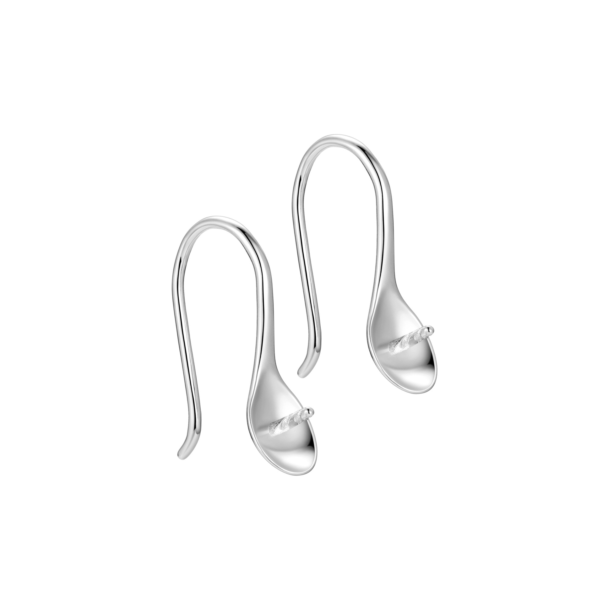 S925 Sterling Silver French Style Summer High Heels Ear Hook Spoon Pearl Eardrop Frame DIY Ornament Earring Accessories Female Earrings