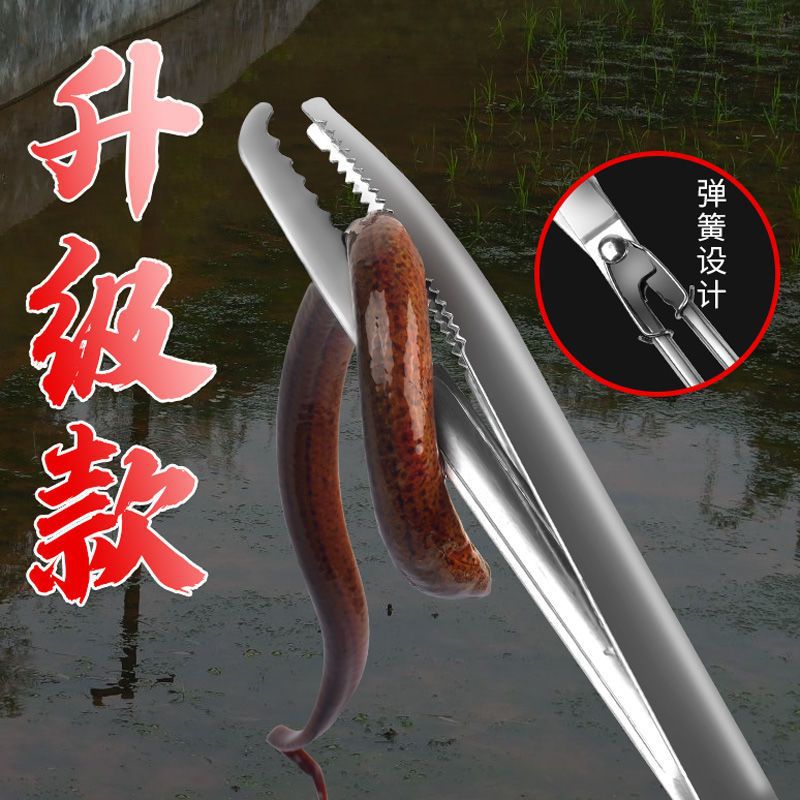 黄鳝夹子鳝鱼夹抓螃蟹神器泥鳅钳子防滑防滑不锈钢长鱼捕捉器加厚