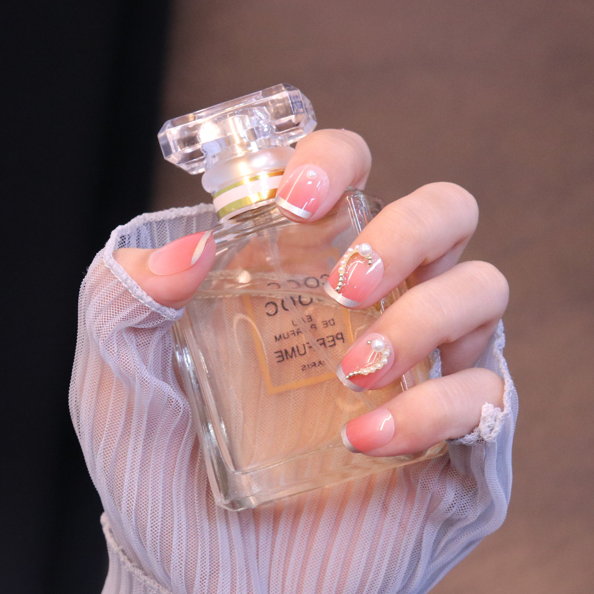 美甲贴片穿戴甲美甲片成品短款渐变法式指甲贴片假指甲网红指甲片