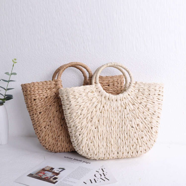 2023 New Fashion Simple Handbag Woven Bag Beach Bag Handmade Straw Bag