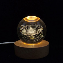 创意3d内雕水晶球宇宙太阳系发光小夜灯生日送礼物摆件装饰氛围灯