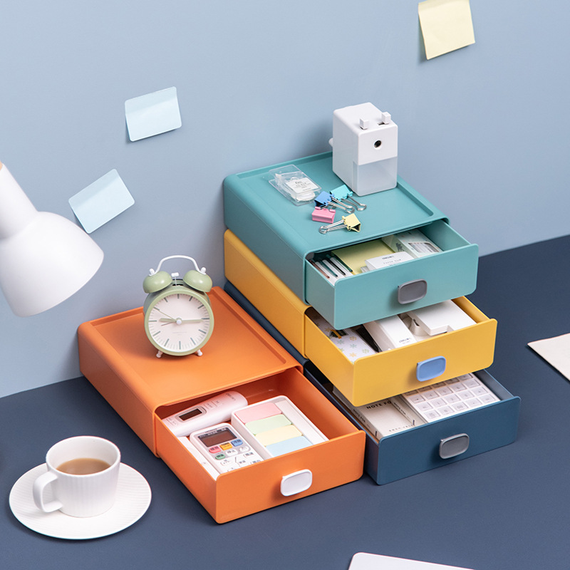 抽屉式桌面收纳盒置物架办公室文具小储物床头书桌上整理杂物神器