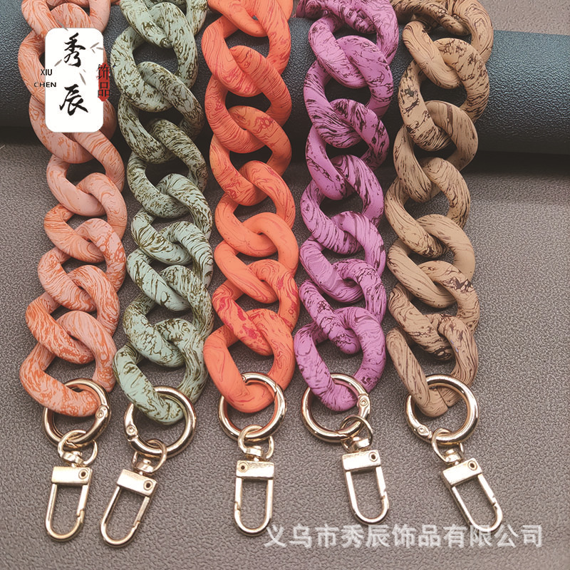 New Rubber Effect Paint Rubber Acrylic-Based Resin Chain Buckle Water Wood Grain Effect Chain Bag Chain Bag Strap Crossbody Chain