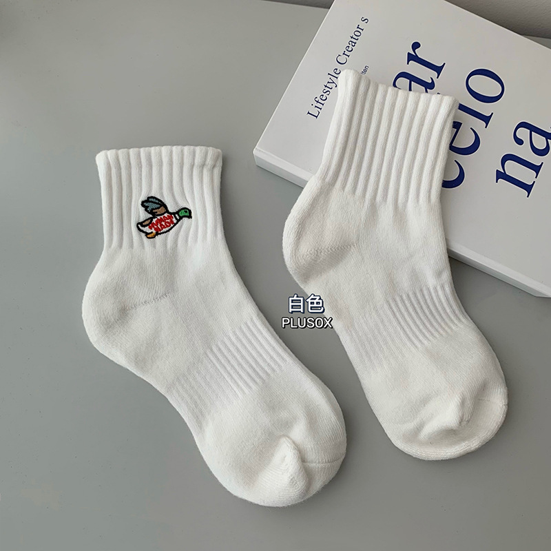 Plusox Men's and Women's Cotton Socks European and American Internet Hot Xiaofei Duck Thread Socks Women's Socks Couple Towel Bottom Athletic Socks