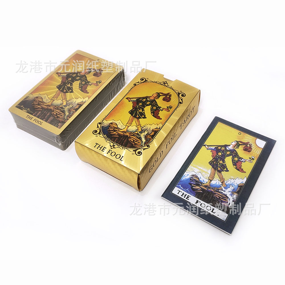 跨境电商批发waite tarotcards金箔塔罗牌塑料游戏韦特卡罗牌桌游