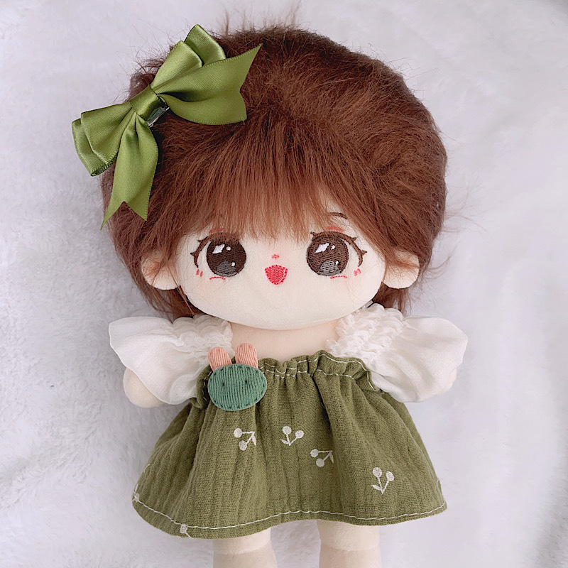 夏20cm娃衣连衣裙女娃裙子绿墨裙套装棉花娃娃衣服玩偶公仔换装