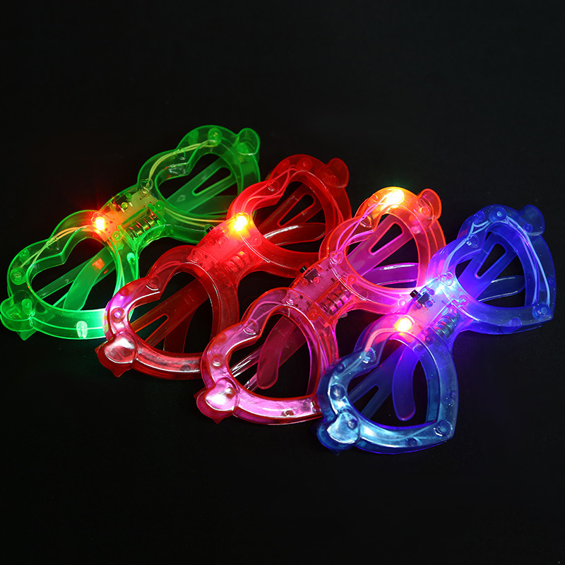 Creative Stall Gift Led Goggles Stars Heart Plastic Flash Glasses Night Market Push Products Wholesale