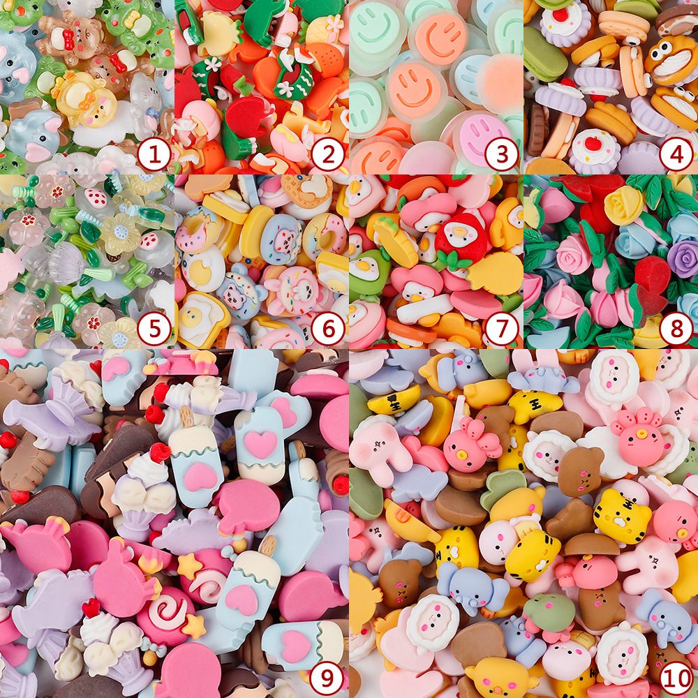 New Simulation Candy Toy Ice Cream Biscuit Cartoon Animal Fruit Cream Epoxy Phone Case Resin Patch Accessories