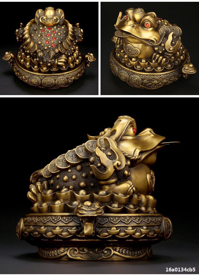 全铜金蟾招财摆件 三足金蟾蜍店铺开业礼品客厅酒柜办公桌装饰品