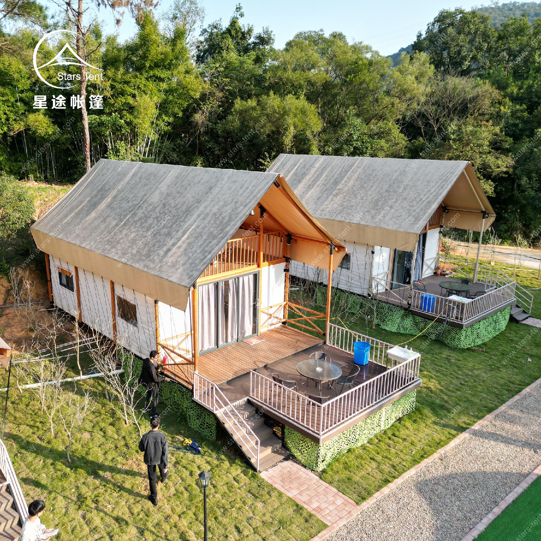 营地帐篷露营阁楼帐篷 实木豪华户外木屋 网红玻璃星空房酒店帐篷