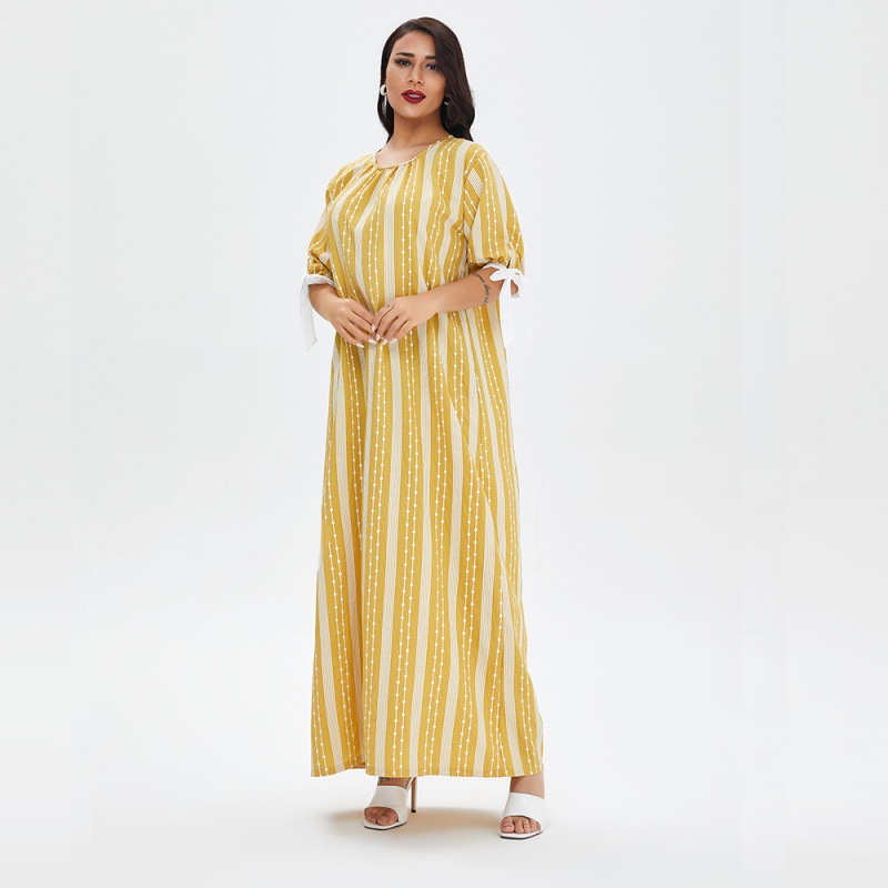 Cross-Border Women's Clothing Casual Dress Pajamas Summer Arab Robe plus Size Casual Middle East Robe