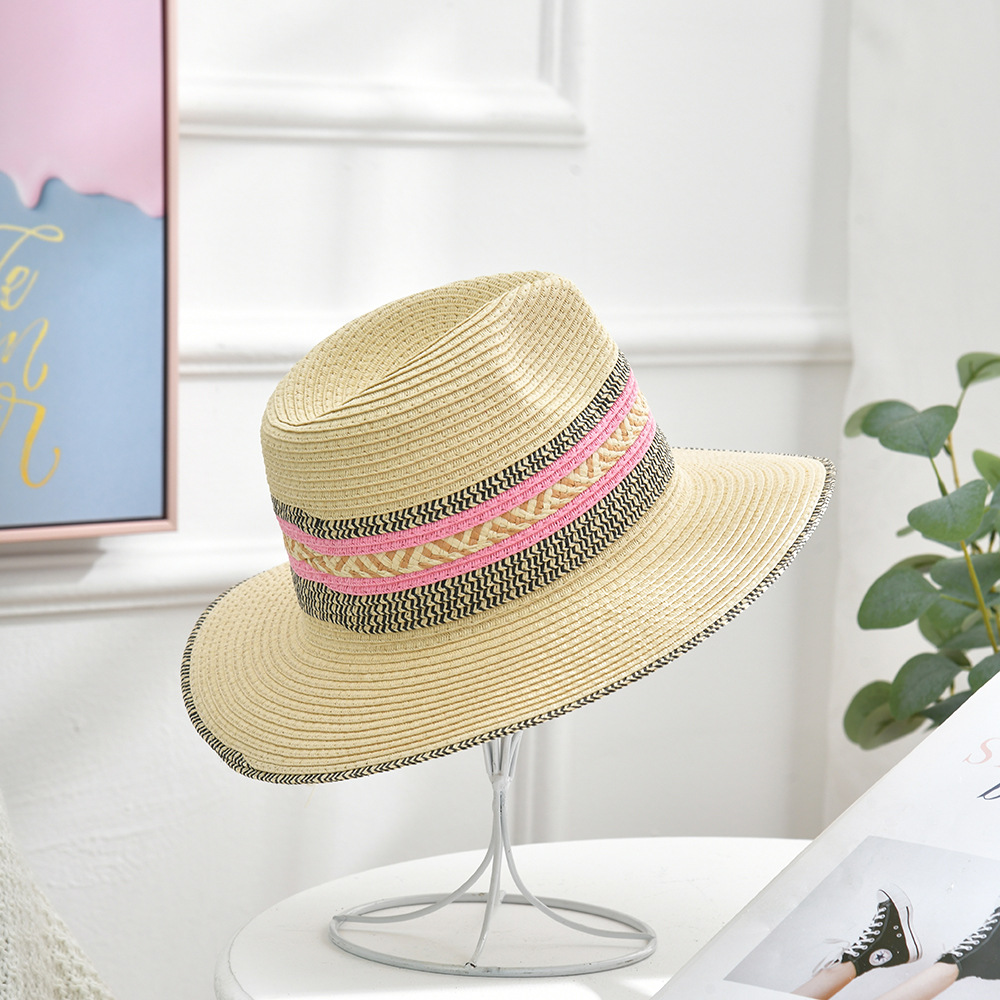 Factory Direct Sales Wholesale Summer Women's Sun Protection Straw Sun Hat Fashion Casual Flat Top Tassel Top Hat Korean Style Hat